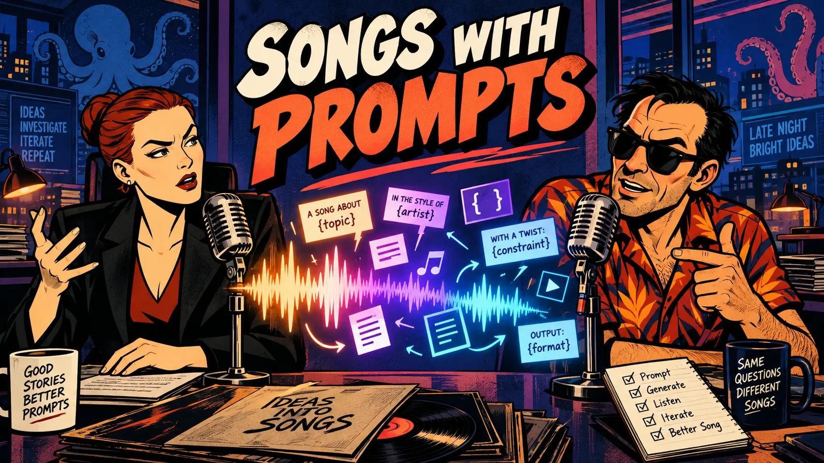 Juno und Gonzo aus The Squid nehmen Songs with Prompts auf